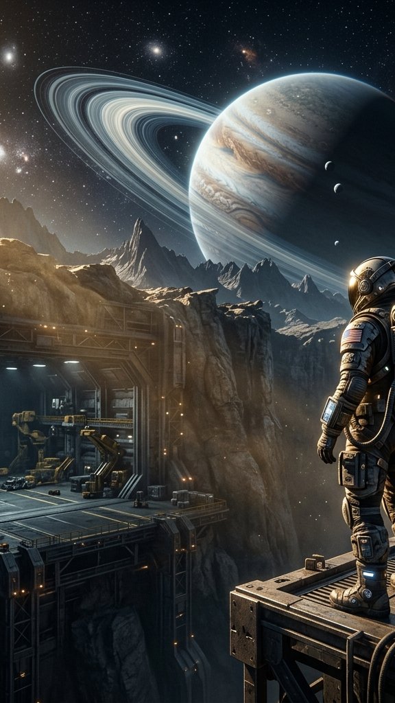 Deep Space Sci-Fi Hangar cinematic movie still render