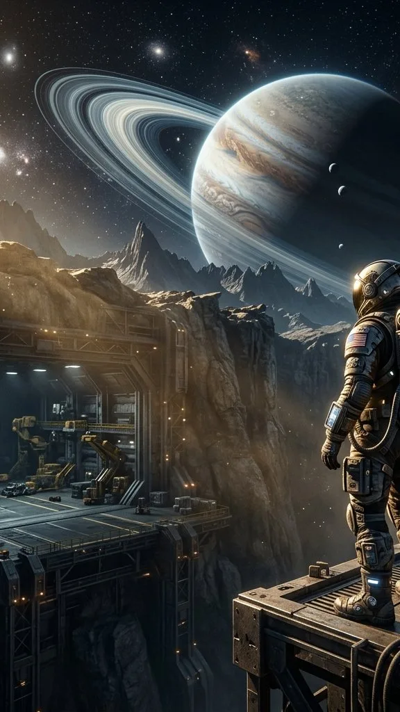 Deep Space Sci-Fi Hangar cinematic movie still render